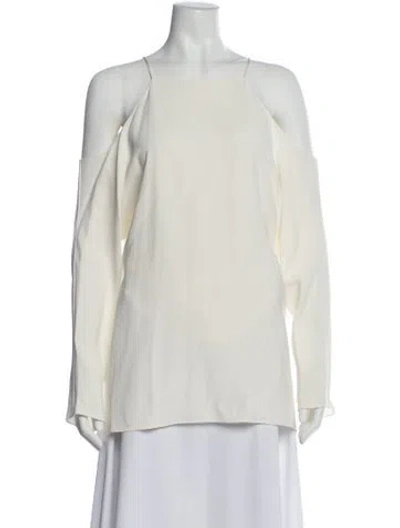 Pre-owned The Row Square Neckline Long Sleeve Blouse In Neutral