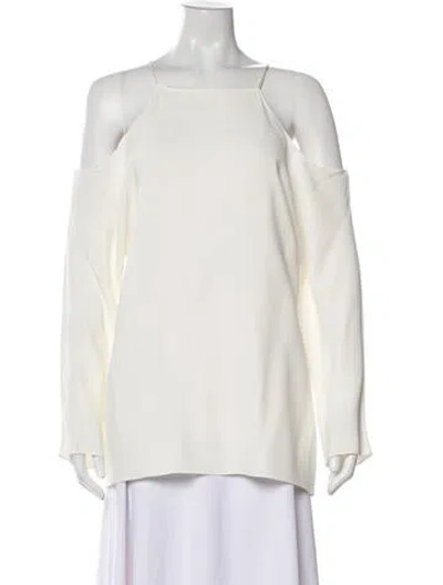 Pre-owned The Row Square Neckline Long Sleeve Blouse In White
