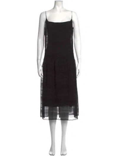 Pre-owned The Row Square Neckline Midi Length Dress In Black