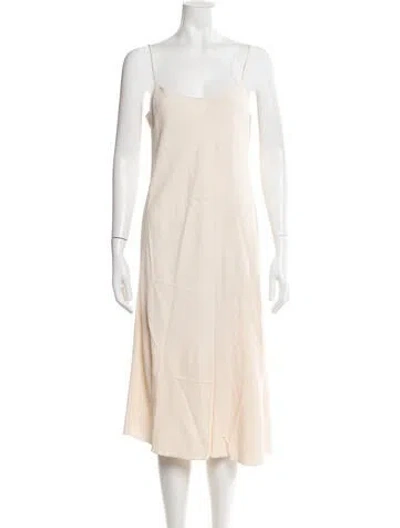 Pre-owned The Row Square Neckline Midi Length Dress In Neutral