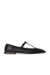 The Row Square T-strap Leather Sandals In Black