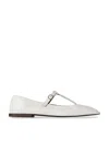 The Row Leather T-strap Ballerina Flats In White