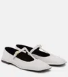 The Row Square T-strap Leather Ballet Flats