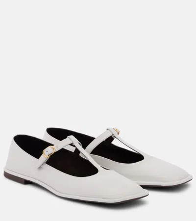 The Row Square T-strap Leather Ballet Flats