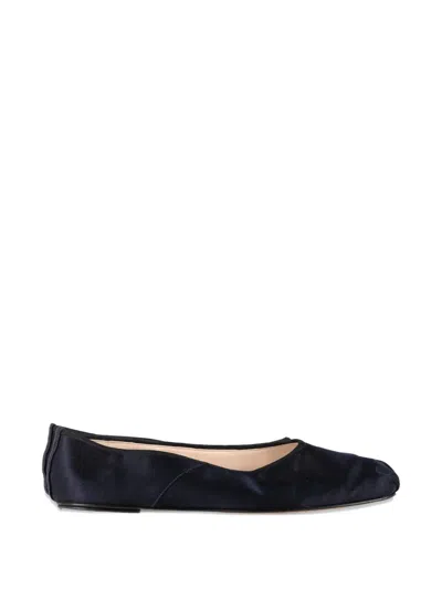 Pre-owned The Row Square-toe Ballet Flats In Blue