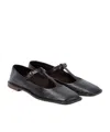 The Row Pointed T-strap Flat Shoes In Smooth Lamb Leather In Black