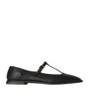 The Row Square T-strap Leather Sandals In Black