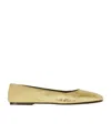 The Row Square Laminated Leather Ballerina Flats In Nude