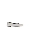 The Row Square Grained-leather Ballet Flats In White