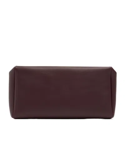 The Row Squared Compact Silk Leather Clutch In Red