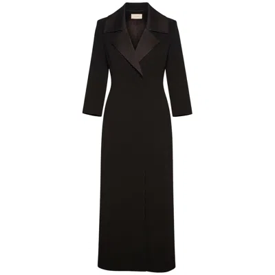 Pre-owned The Row Ss16 Serena Coat Black Wool & Silk Tuxedo Maxi Coat Size Us 0