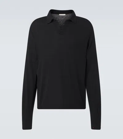 The Row Stafford Silk-jersey Polo Shirt In Black