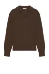 The Row Brown Stafford Polo In Chocolate