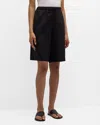 The Row Stanton Wide-leg Bermuda Pull-on Shorts In Black
