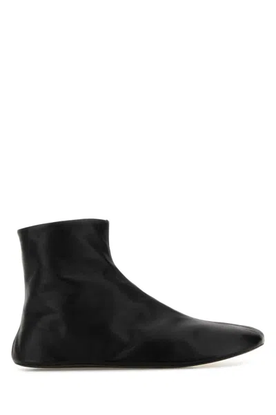 The Row Stella Ankle Boots Black In Leather And Shearling