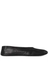 The Row Black Nappa Leather Strella Ballerinas