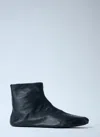 The Row Leather Ankle Boots Lined With Soft Shearling In Black