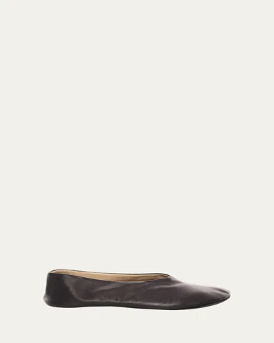 The Row Stella Lambskin Ballerina Slippers In Black