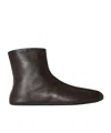 The Row Leather Ankle Boots Lined With Soft Shearling In Black