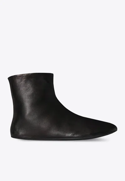 THE ROW STELLA LEATHER ANKLE BOOTS