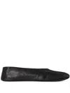 The Row Black Nappa Leather Strella Ballerinas