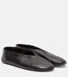 The Row Stella Round Toe Flat Ballerina Shoes In Black
