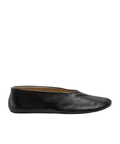 The Row Stella Leather Ballet Flats In Black