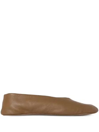 The Row Stella Leather Ballets In Brown