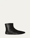 The Row Leather Ankle Boots Lined With Soft Shearling In Black