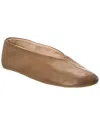 The Row Stella Leather Flat In Brown
