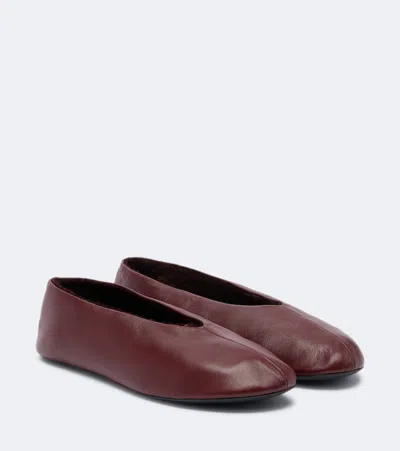 The Row Stella Leather Slip-on Shoes In Burgundy