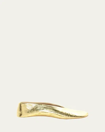 The Row Stella Metallic Leather Ballerina Slippers In Gold