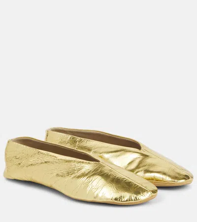 The Row Stella Metallic Leather Ballet Flats