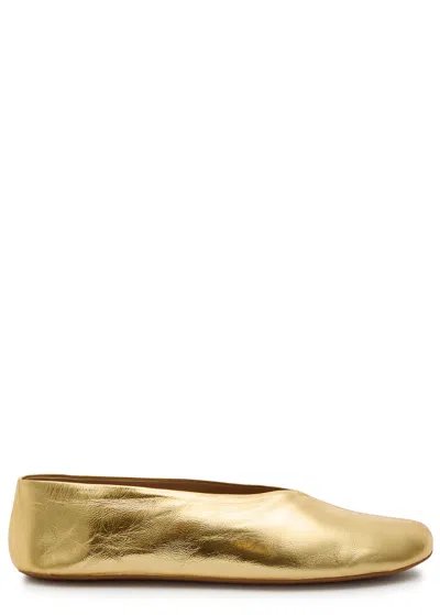The Row Stella Metallic Leather Ballet Flats In Gold
