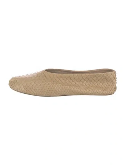 Pre-owned The Row Stella Python Flats In Neutrals