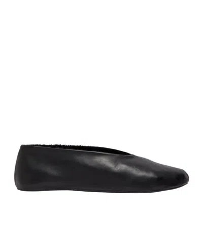 The Row Stella Shearling-lined Leather Ballet Flats In Black