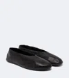 The Row Stella Shearling-trimmed Leather Ballet Flats In Black