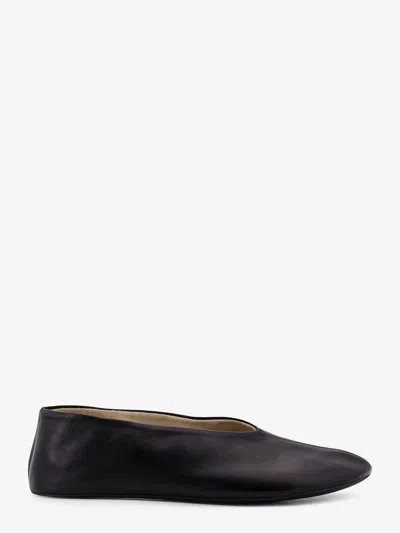 The Row Stella Slipper Leather Ballerinas In Black