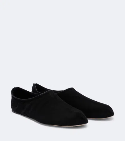 The Row Stellene Suede Slip-on Shoes In Black
