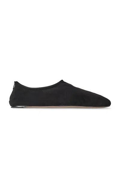 The Row Stellene Suede Slippers In Black
