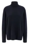 The Row Turtleneck Sweater With Ribbed Collar And Cuffs In Blue