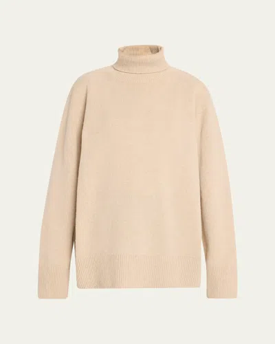 The Row Stepny Wool-cashmere Turtleneck Top In Neutral