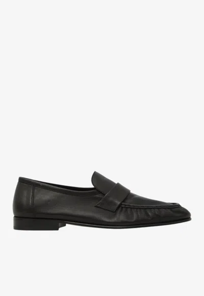 The Row Stitched Leather Loafers In Animal Print