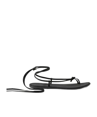 The Row Strap-tied Flat Sandals In Black