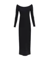 The Row Coralinda Off-shoulder Midi Dress In Black
