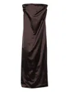 The Row Dolci Strapless Silk-blend Maxi Dress In Brown