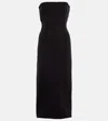 The Row Reeta Strapless Wool And Silk-blend Maxi Dress In Black