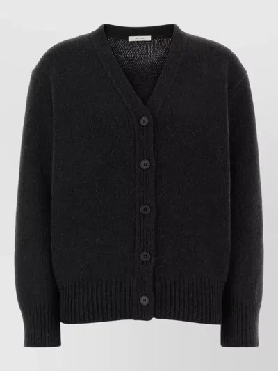 The Row Stretch Cashmere Blend Pranavi V Neck Cardigan In Black