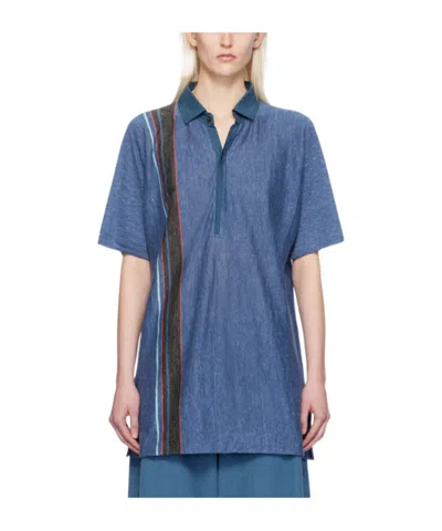 The Row Stripe Detail Polo Shirt In Blue