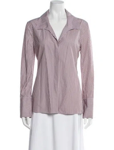 Pre-owned The Row Striped Long Sleeve Blouse In Red